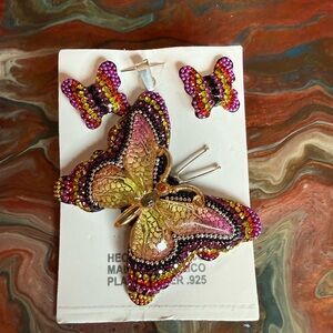Elegant Multicolor Butterfly Brooch Set